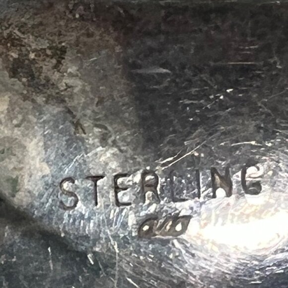 Vtg 925 Silver Onyx Post Earrings Artisan Handcrafted Marked AW MCM Southwestern - Picture 7 of 10